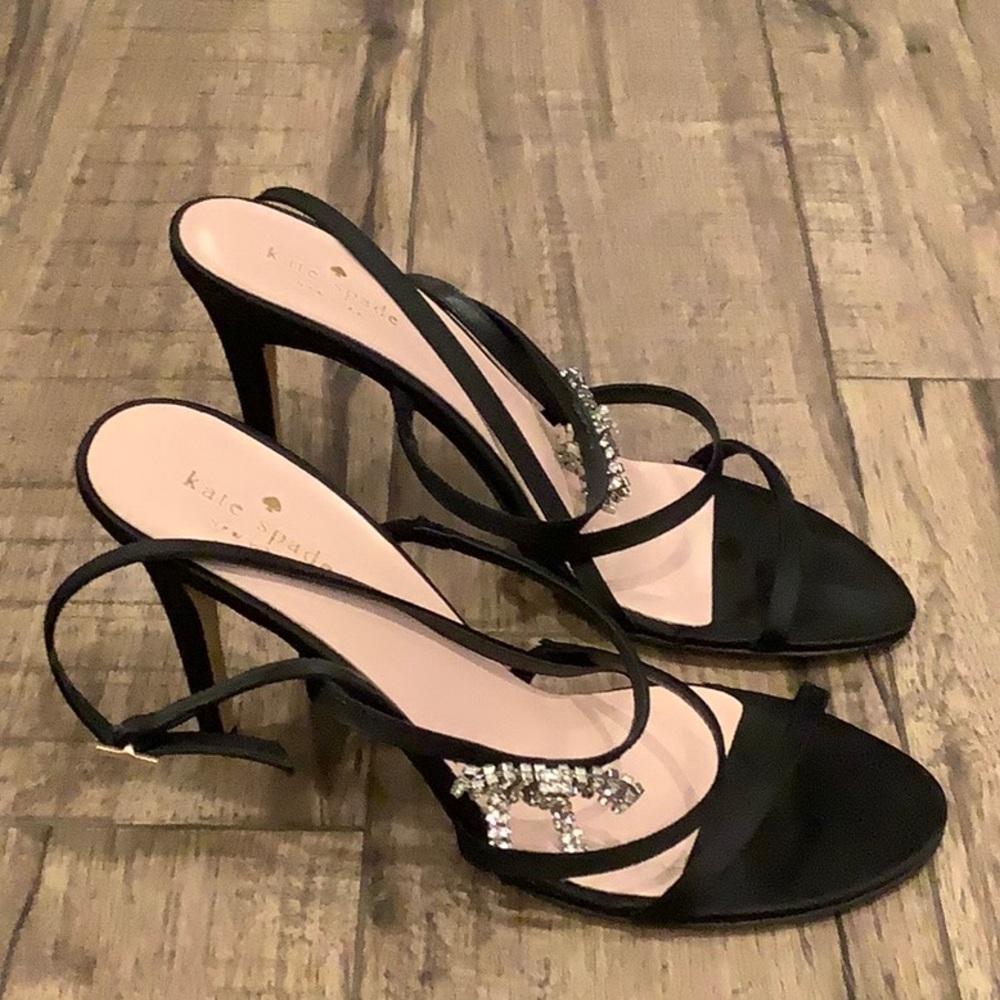 New Kate Spade Rhinestone Bow black heel sandal
